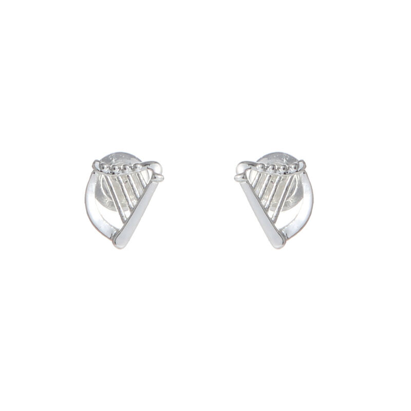 Grá Collection Silver Plated Celtic Harp Earrings